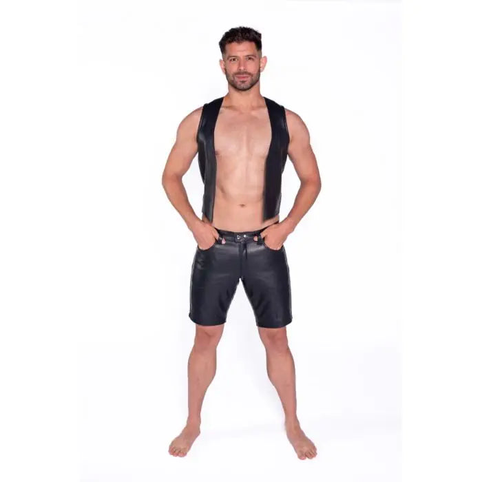 Prowler RED Leather Black Stripe Shorts
