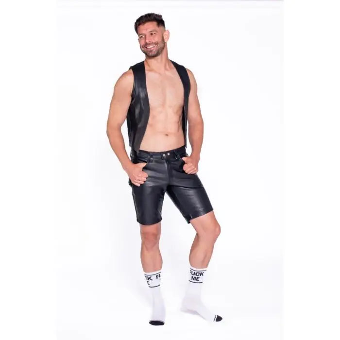 Prowler RED Leather Black Stripe Shorts