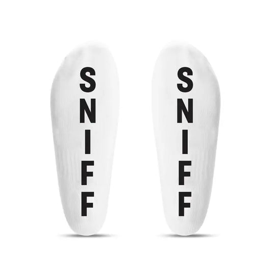 Prowler RED Sniff Ankle Socks showing the word Sniff on the sole