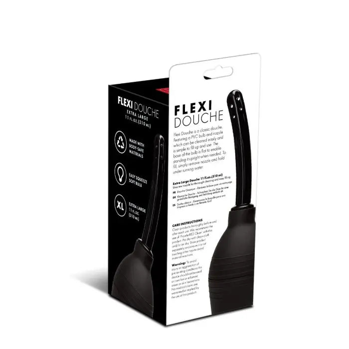 Prowler Flexi douche rear packaging showing long nozzle multiple openings thorough cleansing
