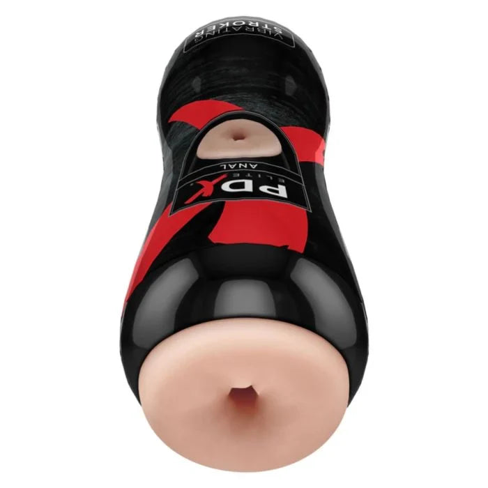 PDX Elite Vibrating Anal Stroker end view showing anal slot of powerful male masturbator