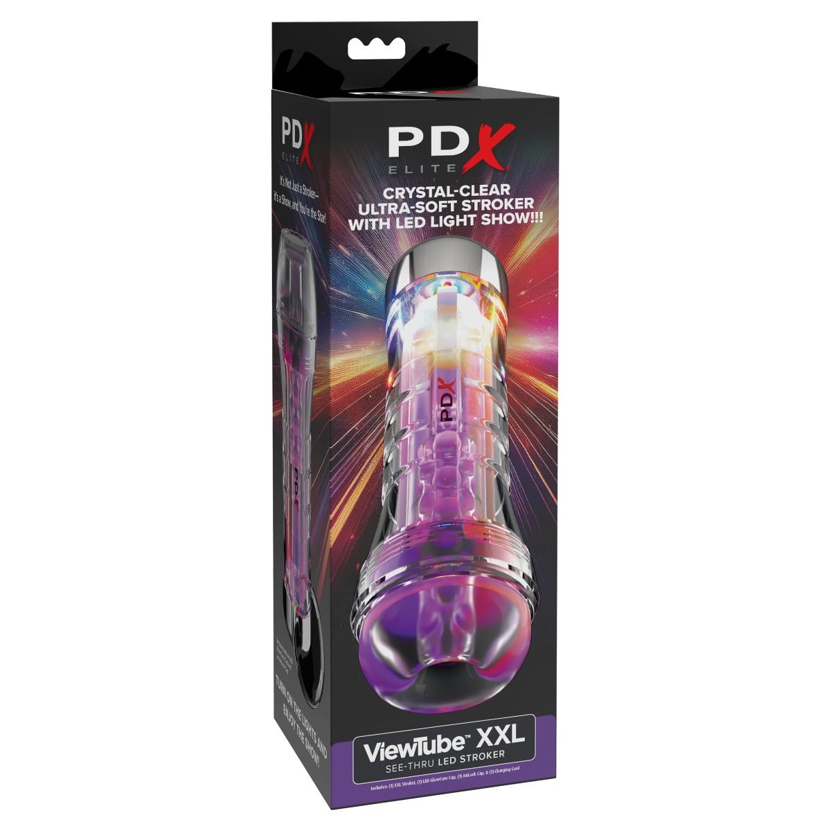 PDX Elite ViewTube XXL See Thru EZ Grip LED Stroker Clear packaging