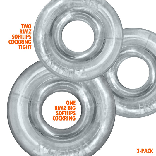 Oxballs RIMRINGZ 3 Pack Cock Rings Clear graphic