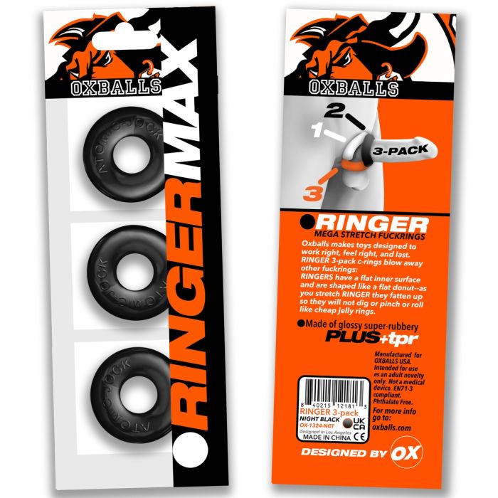 Oxballs Ringer Max 3 Pack Cock Ring Black