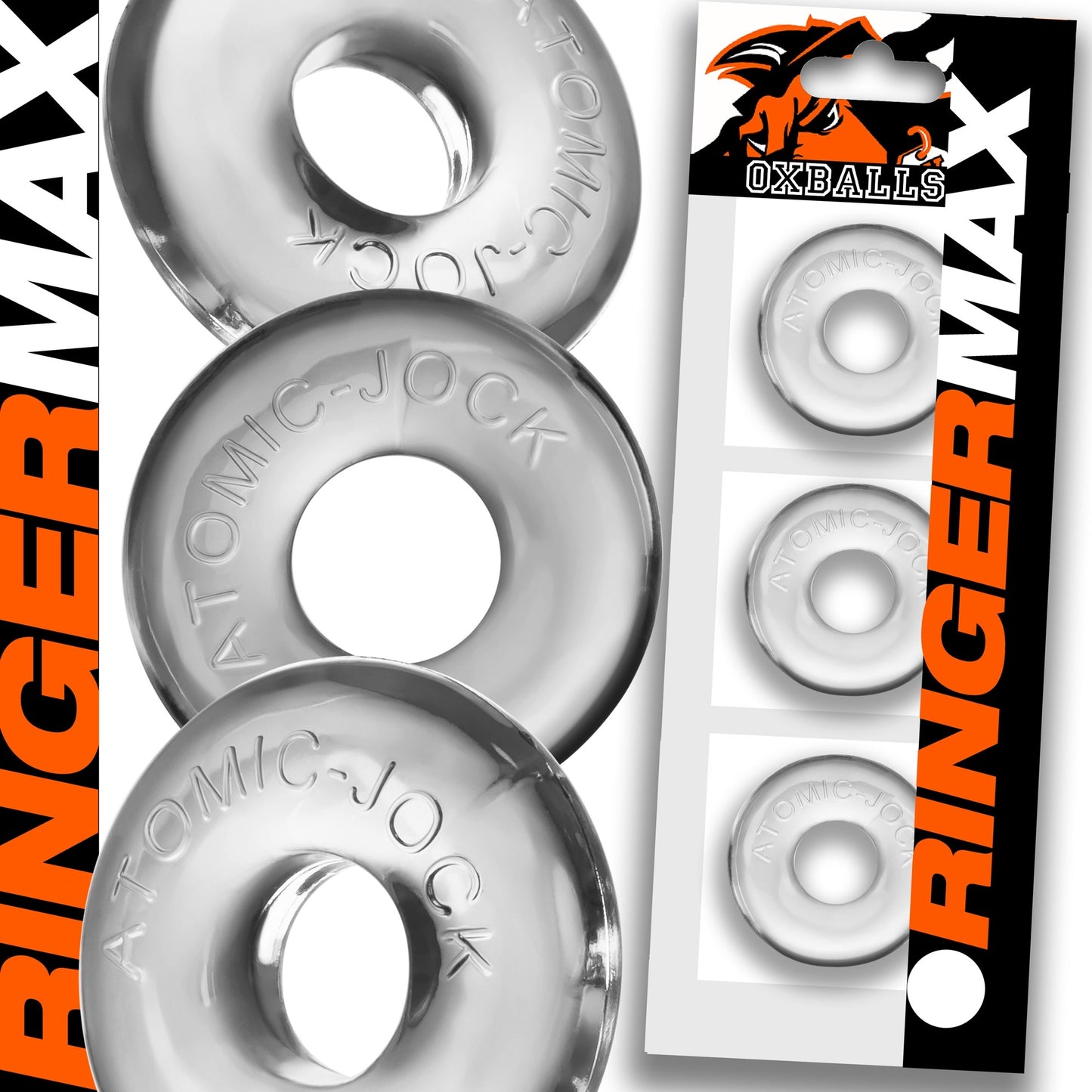 Oxballs Ringer Max 3 Pack Cock Ring Clear