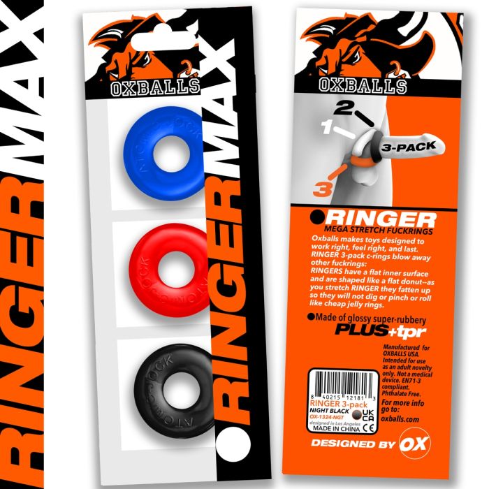 Oxballs Ringer Max 3 Pack Cock Ring Multi-Colour