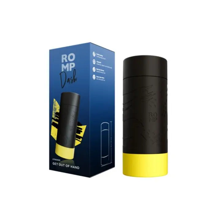 ROMP Dash cased stroker black ABS shell yellow base full-size TPE stroker plus packging
