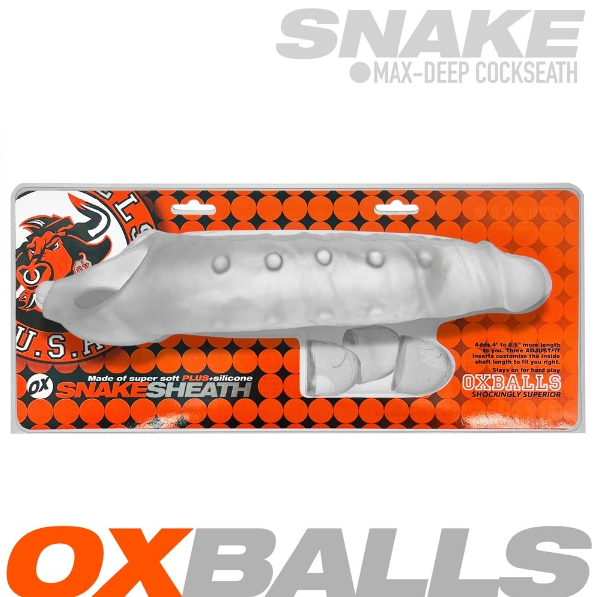 Oxballs Snake Deep Reach Cock Sheath White Ice (8212484292847)