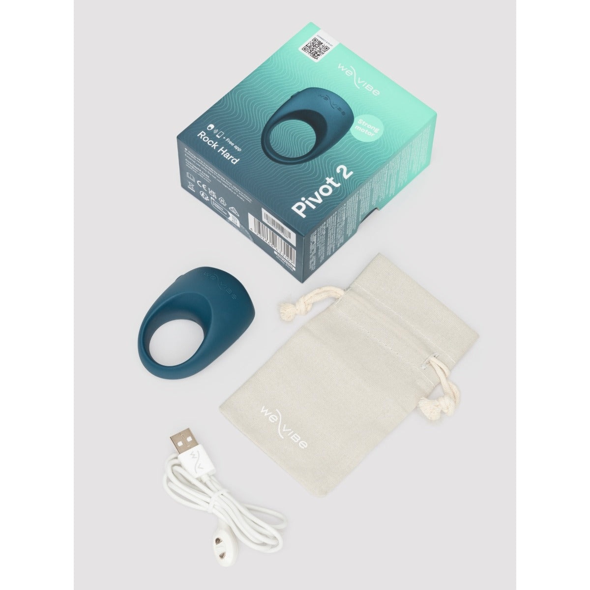 We-Vibe Pivot 2 Vibrating Couples Ring Slate packaging and contents