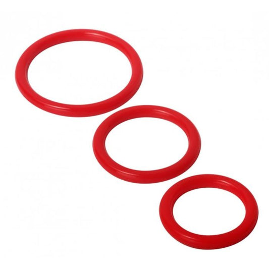 Trinity for Men 3 Piece Silicone Cock Ring Set Red