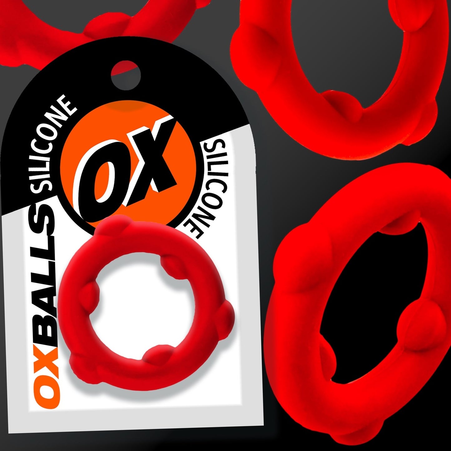 Oxballs SPINNER Cock Ring Red Silicone packaging