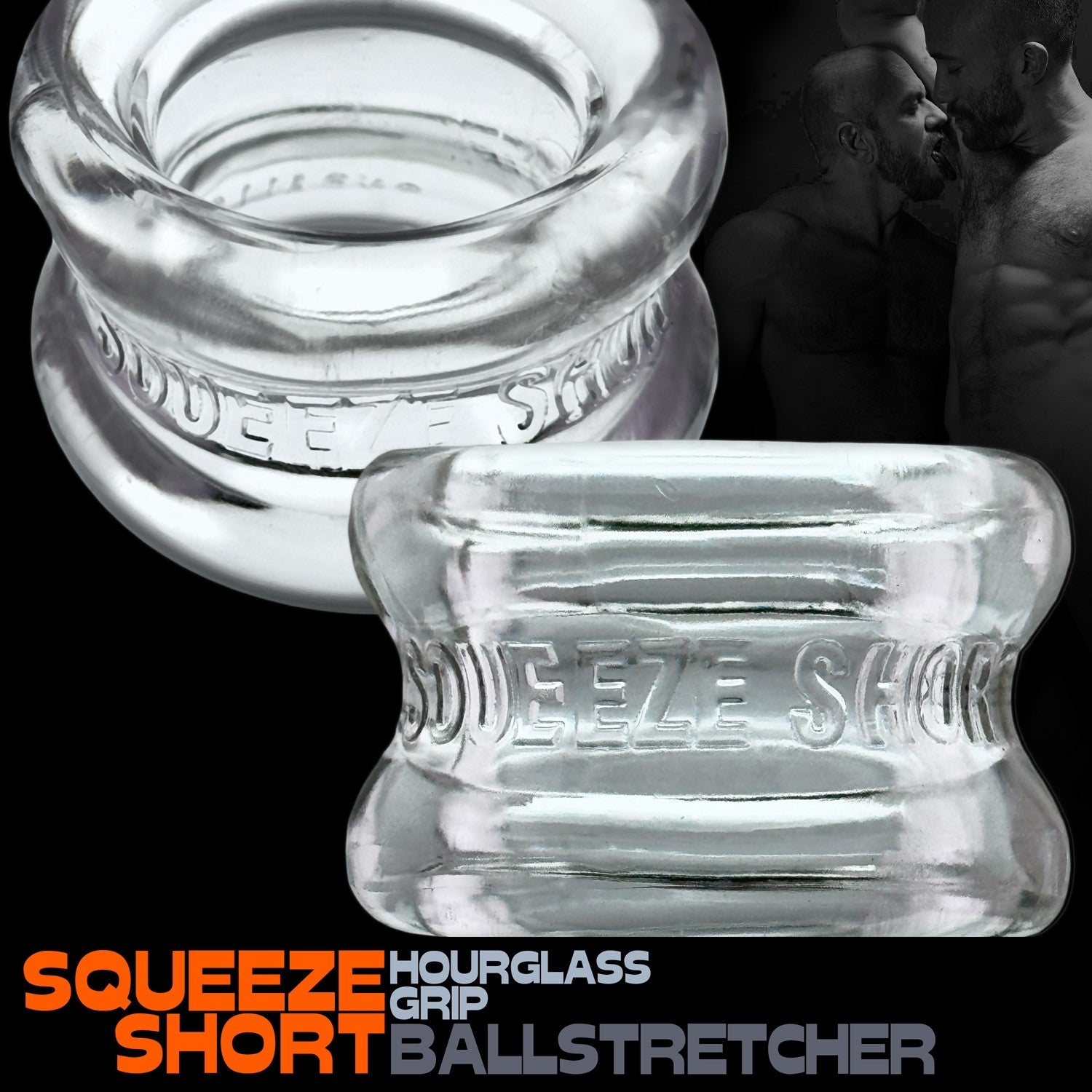 Oxballs SQUEEZE SHORT Ball Stretcher Clear graphic showing shape