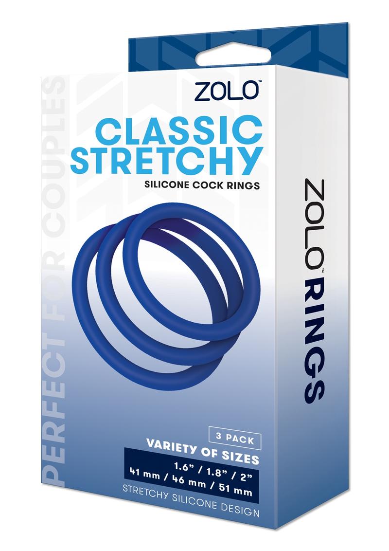 Zolo Classic Stretchy Silicone Cock Ring Blue packaging