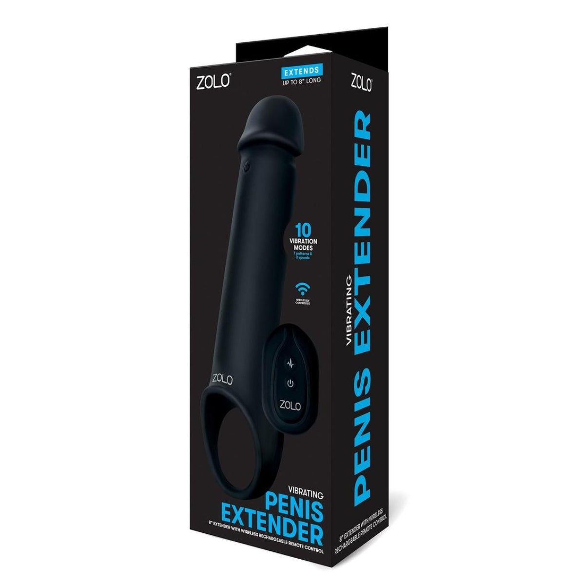 Zolo Vibrating Remote Control Penis Extender Strap On packaging