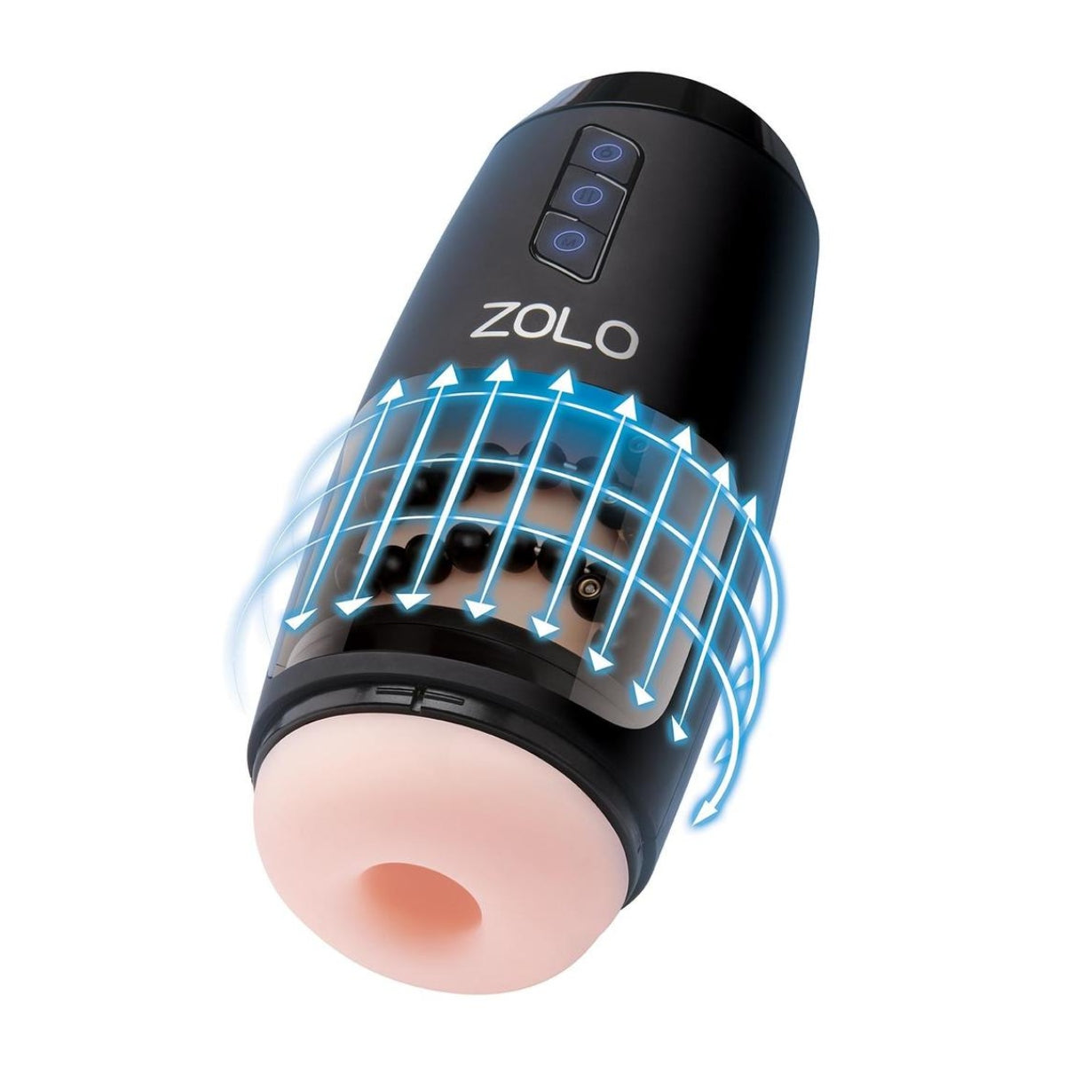 Zolo Upstroke Masturbator graphic illustrating rotating beads
