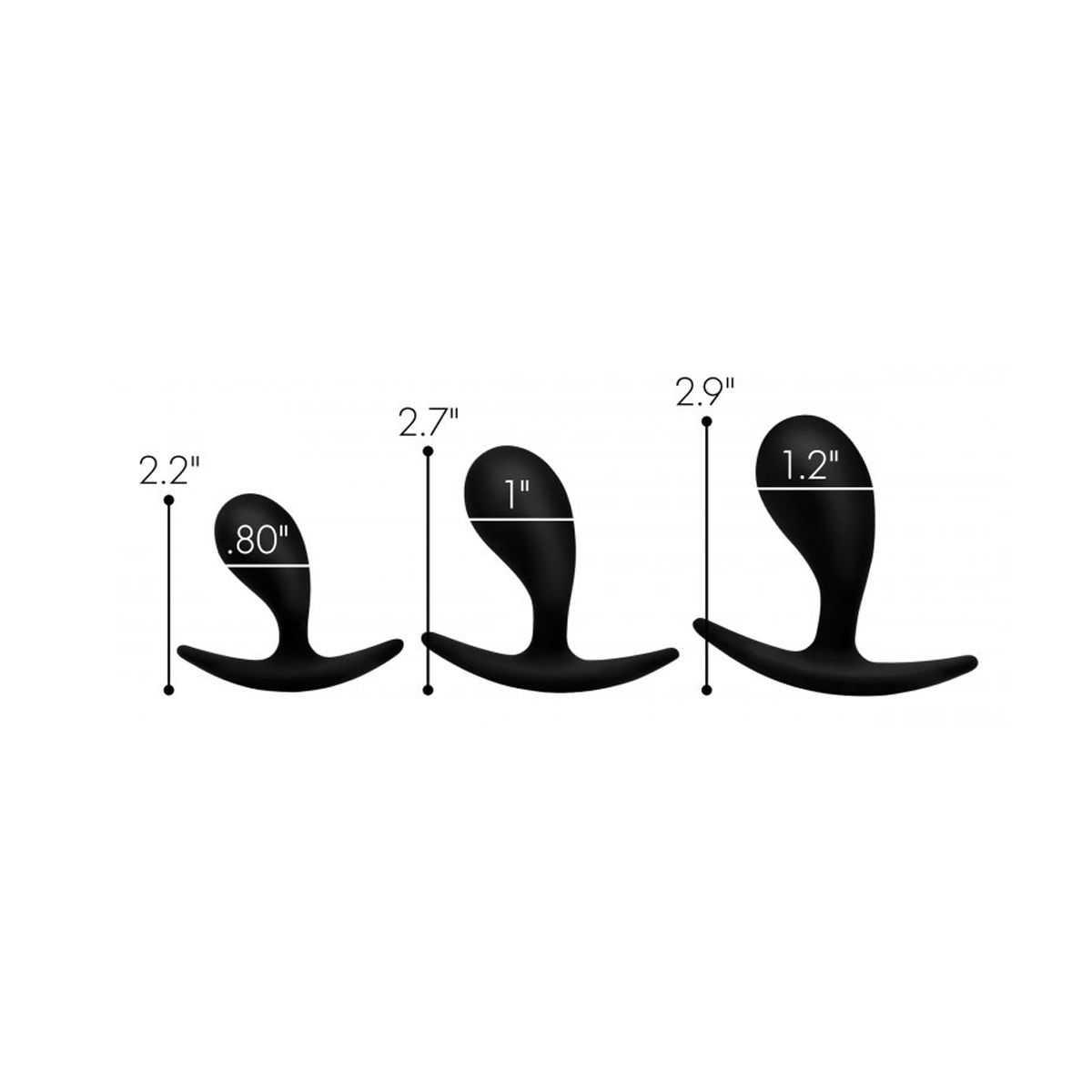 Dark Droplets 3 Piece Curved Silicone Anal Trainer Set (6937609371812)