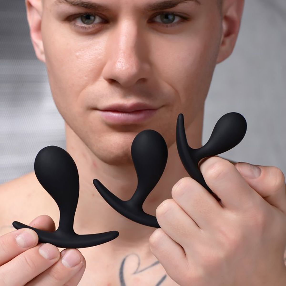 Dark Droplets 3 Piece Curved Silicone Anal Trainer Set (6937609371812)